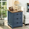 thumbnail image 6 of 18" Farmhouse Night Stands Set of 2 with Charging Station, 2 & 3 Drawers End Table Dresser for Bedroom, Blue Wooden Nightstand, Bed Side Table with Open Shelf, Bedside Cabinet for Living Room, 6 of 9