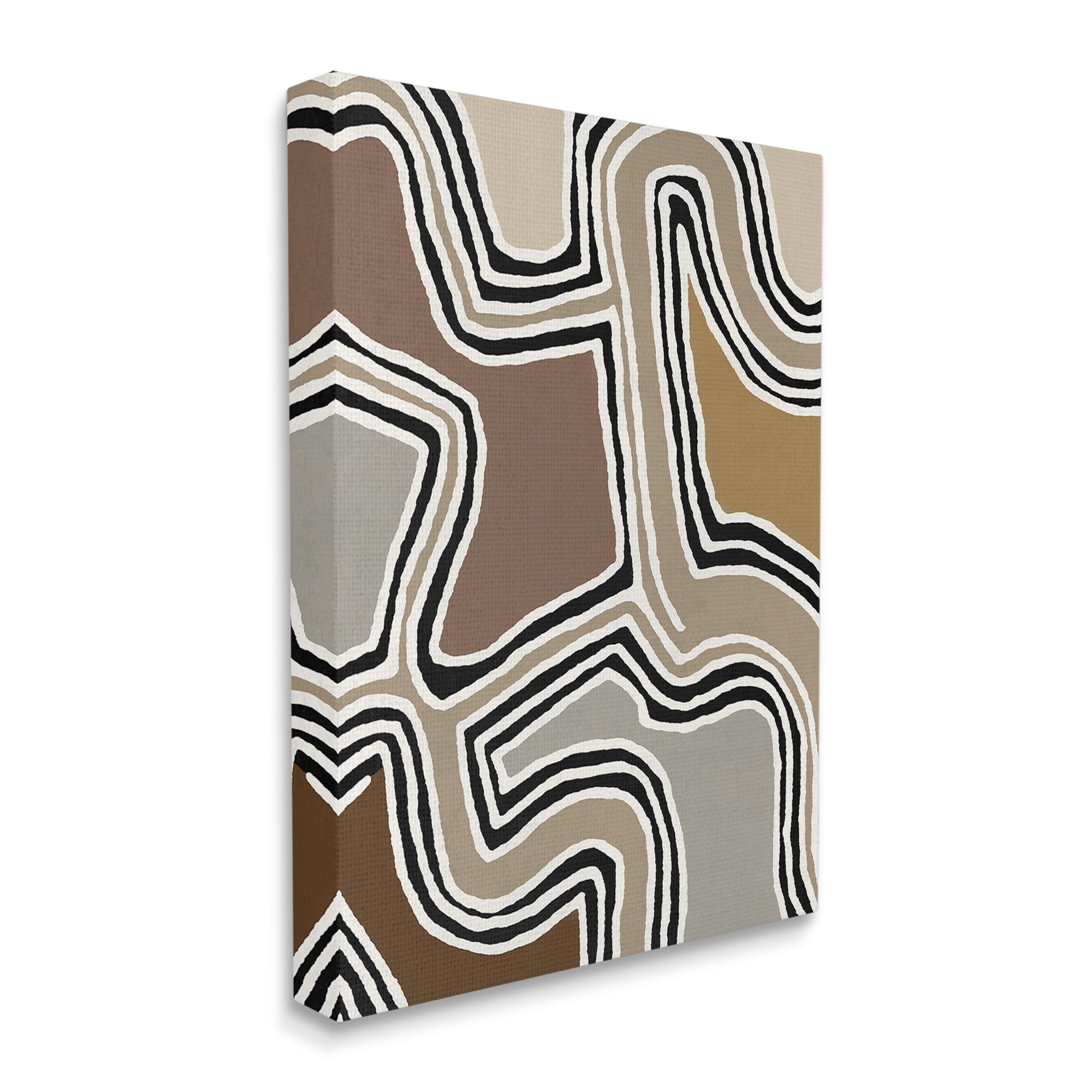 Stupell Industries Fluid Neutral Abstraction Abstract Painting Gallery Wrapped Canvas Art Print Wall Art, 16 x 20
