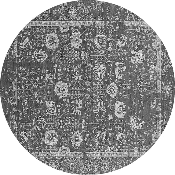 Ahgly Company Indoor Round Oriental Gray Industrial Area Rugs, 6' Round