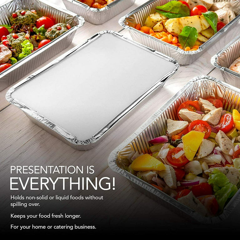 50 Pack Small 8 OZ/230ML Capacity Disposable Takeout Pans with Clear  Plastic Lids - 5.11x3.94x1.57” Aluminum Foil Food Containers with Strong  Seal for