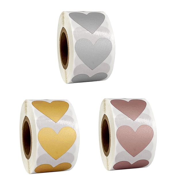 900pcs Heart Shaped Scratch Off Stickers Labels Sticker for Party Banquet (Silver + Golden + Rose Gold)