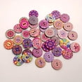 thumbnail image 2 of 100Pc Assorted Flower 2 Hole Decorative Wood Button for Sewing Scrapbooking 20mm Colored Pink Series, 2 of 7