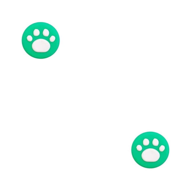 Matsuzay Pulgar Grips Caps Cóncavo Cómodo Antideslizante Cat Paw Forma Reemplazo perfecto Thumbstick Cover Video Game Supply blanco sobre verde 2Conjunto