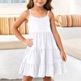 thumbnail image 2 of SROBPTY Teen Girls Dresses Solid Sleeveless Crew Neck Tiered Mid-Length Sundress for 3-14Y, 2 of 5