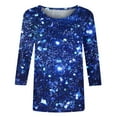 thumbnail image 5 of Charella 3/4 Sleeve Tops for Women Crewneck T-shirts Bling Bling Printed Casual Blouse 2025 Spring Summer Tops,Multicolor,S, 5 of 5