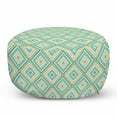 thumbnail image 1 of Aqua Pouf Cover with Zipper, Square Rhombus Lines with Torn Paper Effect Pattern in Fresh Spring Colors, Soft Decorative Fabric Unstuffed Case, 30" W X 17.3" L, Turquoise Yellow White, by Ambesonne, 1 of 5