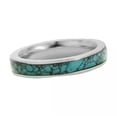 thumbnail image 5 of 4mm Gold / Silver Band Mens Womens 316L Stainless Steel Turquoise Ring Size 5-11, 5 of 8