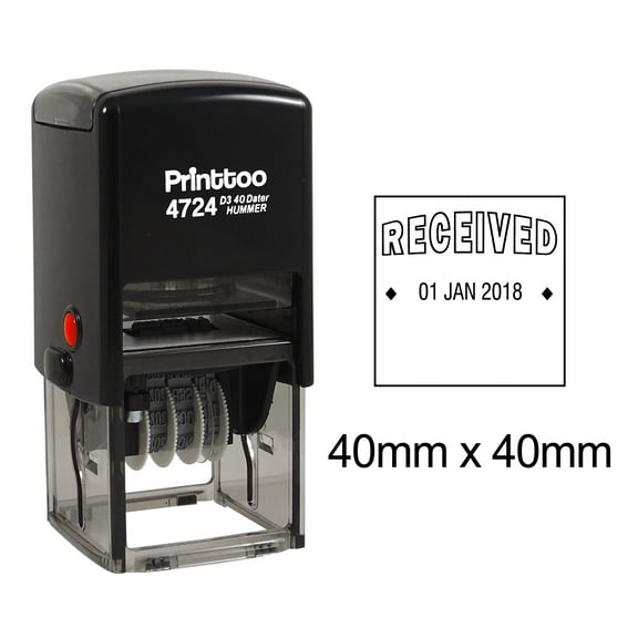 Printtoo Dater Stamp Self Inking With Received Text Office Stationery Date Rubber Stamp-Black