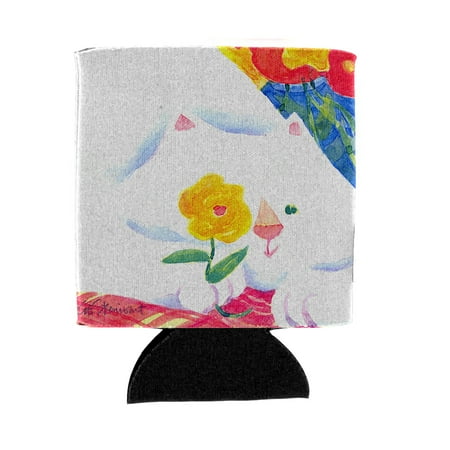 

Carolines Treasures 6114CC Big white Cat Can or Bottle Beverage Insulator Hugger Can Hugger multicolor