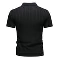 thumbnail image 5 of Xcmzpl Mens Textured Knit Pique Shirts Regular Fit Stretchy Golf Shirt Color Block Short Sleeve Turn Down Collar Collared Top M-4XL, 5 of 5