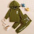 thumbnail image 6 of StylesILove Infant Baby Boys Autumn Winter Long Sleeve Little Man Pullover Hoodie and Pants 2pcs Cotton Outfit (Olive, 12 Months), 6 of 7