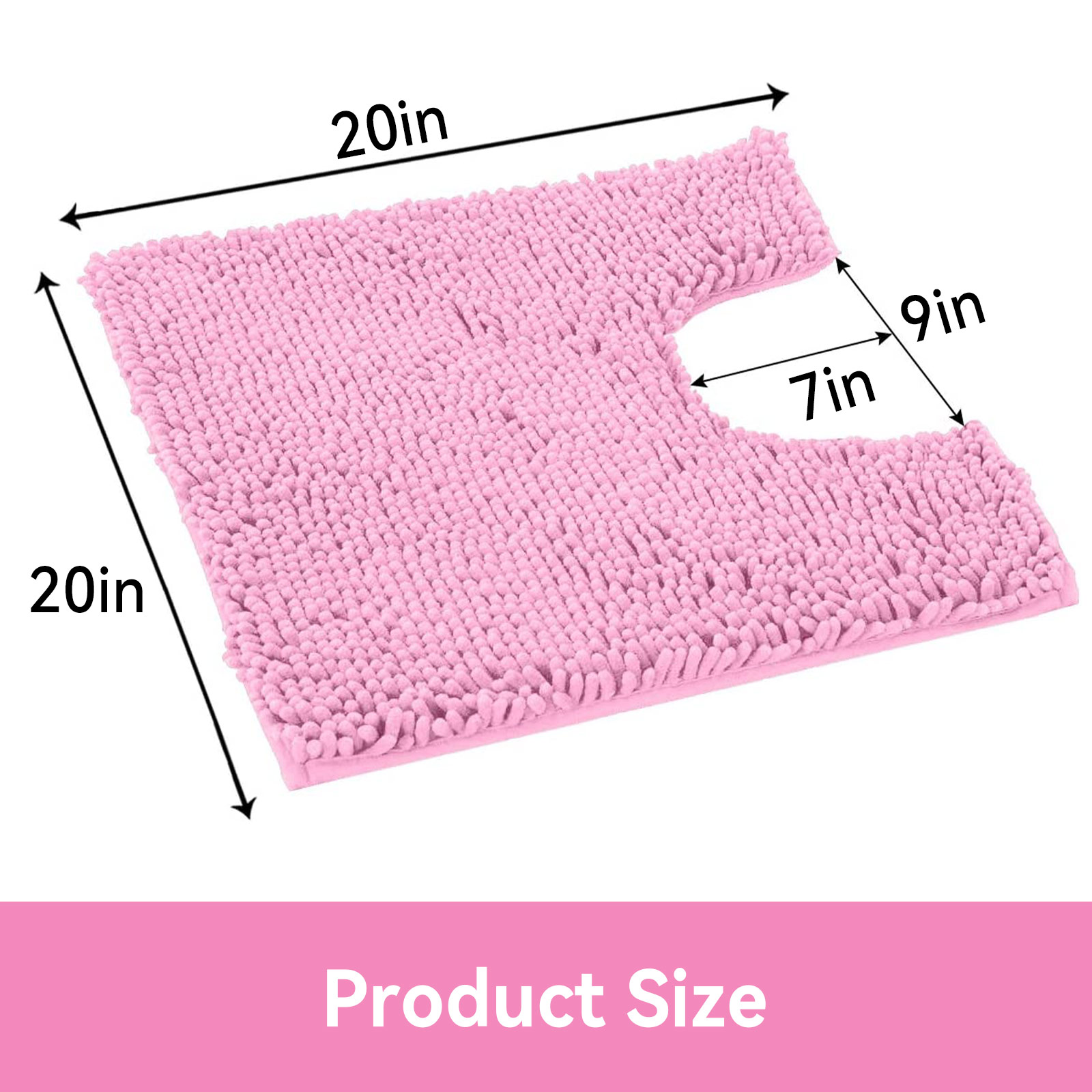 Tripumer Bath Rugs U-Shaped Toilet Mats Ultra Soft Non Slip and Absorbent Chenille Contour Bath Rug 20x20 inch Bathroom Rugs Pink Plush Bath Mats Machine Wash and Dry - image 2 of 6