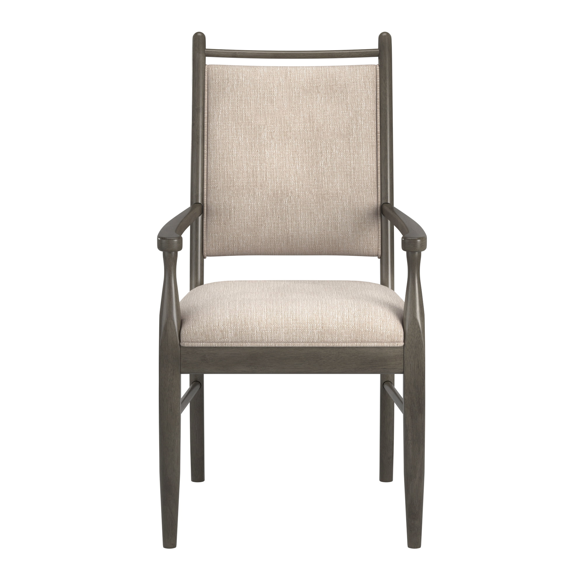 Weston Home Alta Wood Finish Beige Fabric Arm Chair, Set of 2, Gray
