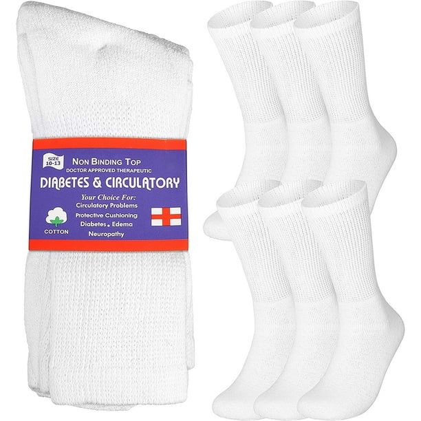 Special Essentials 6 Pairs Cotton Diabetic Crew Socks for Men & Women