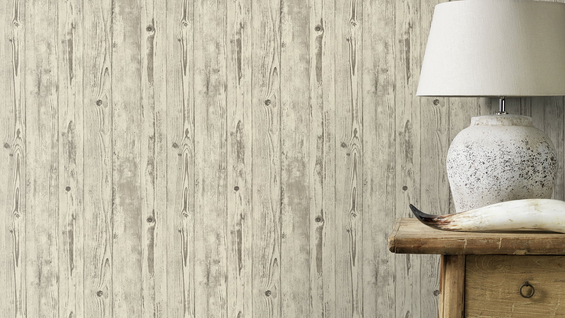 Advantage Albright Ivory Weathered Oak Panels Wallpaper