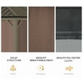 thumbnail image 4 of Outsunny Patio Gazebo 12' x 20', Netting & Curtains, 2 Tier Double Vented Steel Roof, Hardtop, Ceiling Hooks, Rust Proof Aluminum, Brown, 4 of 9