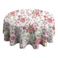 thumbnail image 4 of Pioneer Flower Floral Print Pattern Round Tablecloth 60"x60",Wrinkle Wipeable Table Cloth for Kitchen Dining Room Picnic Patio Party, 4 of 6