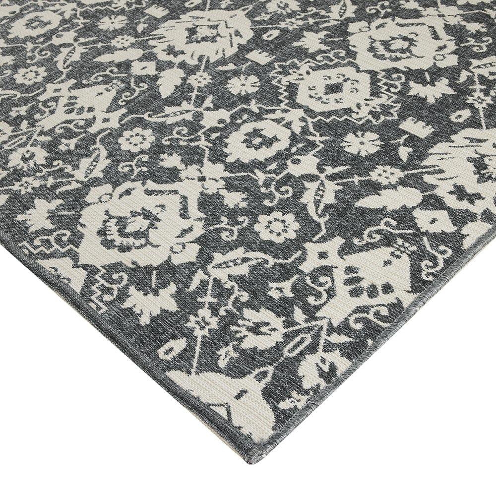 Better Homes & Gardens Reversible Outdoor Rug, 5 ft x 7 ft, Polypropylene, Dark Gray