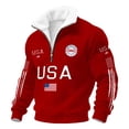 thumbnail image 3 of 250th Anniversary Sweatshirts Long Sleeve Usa Flag Print Stand-Up Collar 1/4 Zipper Sweatshirts Patriotic Retro Top, 3 of 3