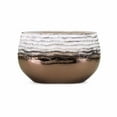 thumbnail image 1 of Benzara BM195374 Oval Shaped Ceramic Vase with Rippled Design Textured Surface, White & Bronze - Medium, 1 of 1