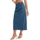 thumbnail image 4 of Falda de mezclilla Miaxi Inspire Chic para mujeres, de cintura alta, con puntos suizos, abertura trasera, falda de columna casual, 2XL, azul vintage, 4 of 6