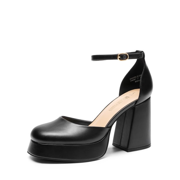 Tacones Plataforma Gruesos para Mujer DREAM PAIRS en Negro PU Talla 7
