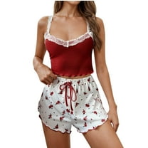 Akafmk Women's Cami Pajama Sets,Cotton Pajamas for Women Set,Sleeveless Cami Sleep Tops and Sleepwear Shorts 2 Piece Loungewear Set Soft Comfy Nightwear