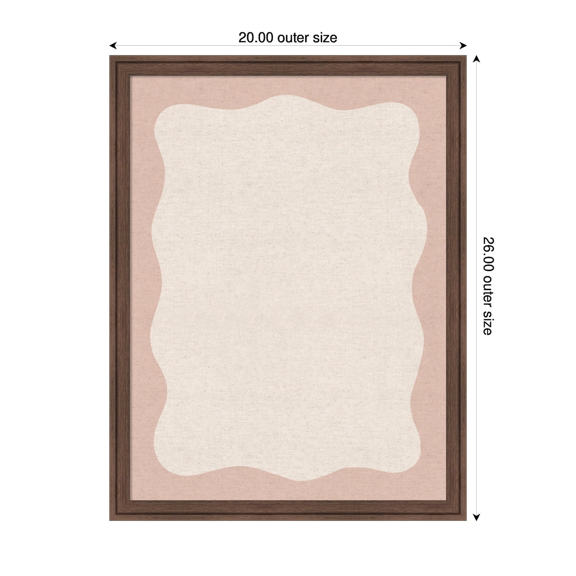 Kate and Laurel Framed Fabric Pinboard 20 x 26,  Printed Linen Classic Bulletin Board for Use as a Vision Board or Wall Organization, Florence Medium Brown Frame