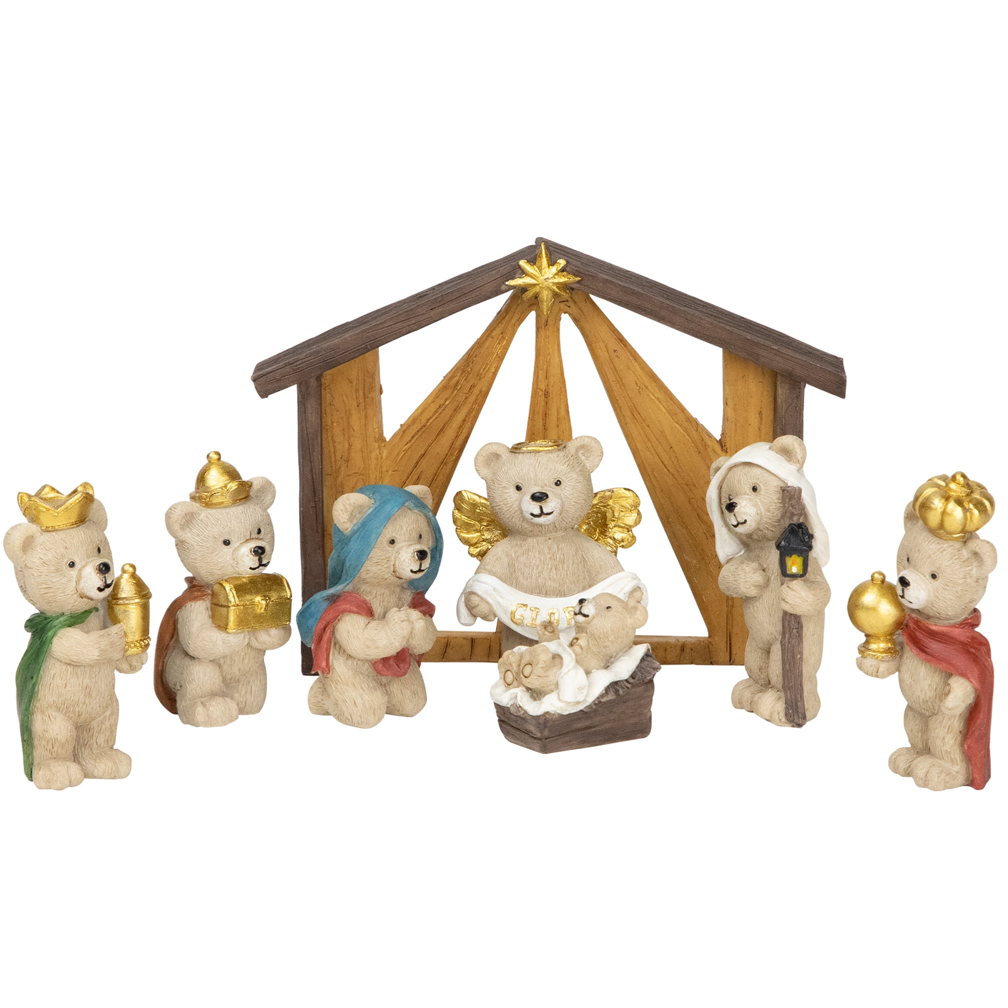 Northlight Bears Christmas Nativity Set - 4.5" - 8-Piece