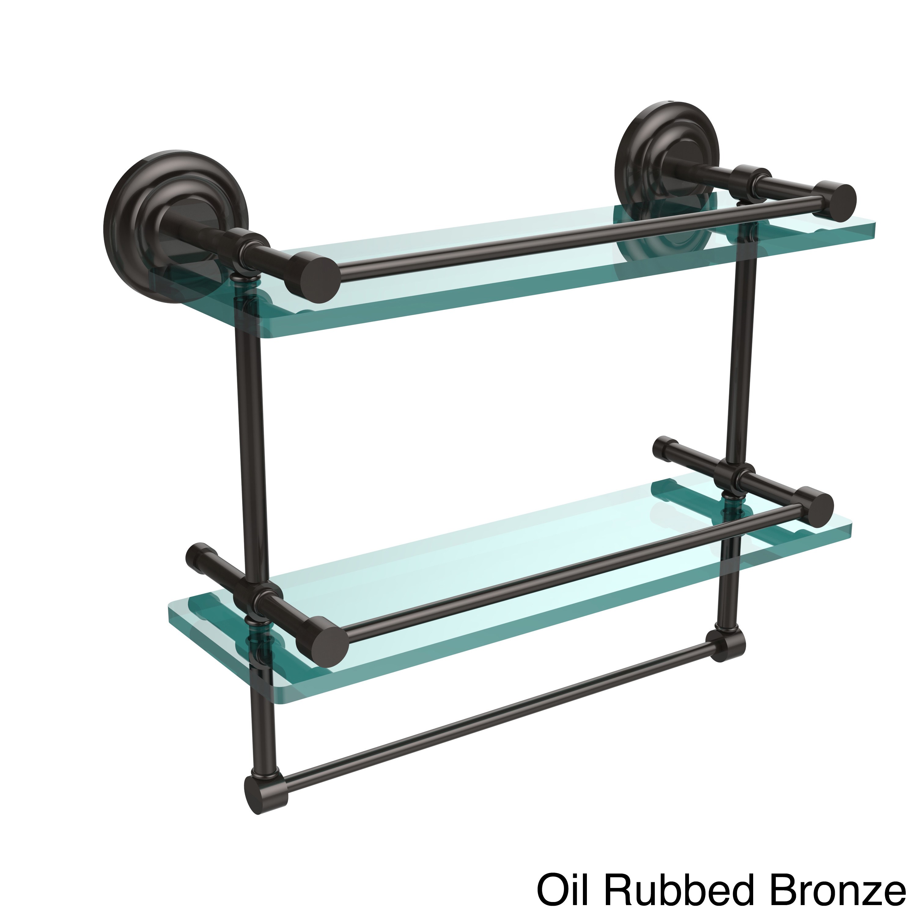 16-in Gallery Double Glass Shelf with Towel Bar in Satin Chrome - image 3 of 5