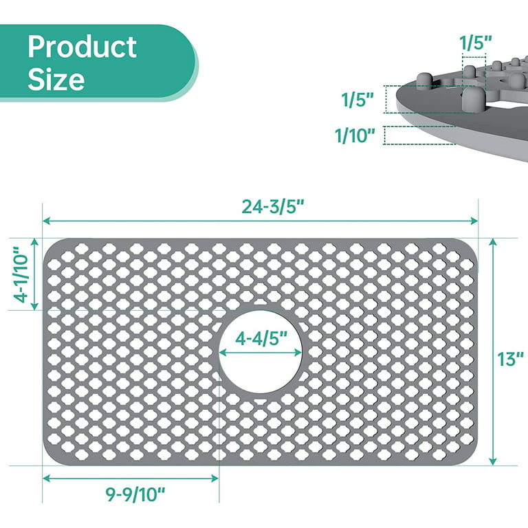 Silicone Sink Protector, 24.8x 13 Drain Sink Mat for Bottom of Kitchen  Stainless Steel Sink