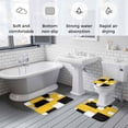 thumbnail image 6 of Yellow Black Bathroom Rugs Set Geometric Abstract Color Block Modern Art Non Slip Absorbent Soft Bath Mats 3 Piece Set with Bathroom Rug, U-Shaped Floor Mat, Toilet Seat Cover Small Size, 6 of 9