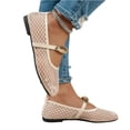 thumbnail image 5 of Willtoo Mesh Mary Jane Flats for Women Jelly Mesh Ballet Flats Clear Hollow Sandals Slip on House Slippers Dressy Ballerina Shoes Low Top Metal Buckle Lightweight Breathable Summer Beach, 5 of 7