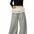 thumbnail image 4 of Lace Trimmed Ruffle Mini Skirt For Women Korean Sweet Apron Style Streetwear, 4 of 16