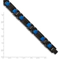 thumbnail image 5 of Solid Chisel Stainless Steel Brushed and Polished Black and Blue IP-plated Link Bracelet - 8.75", 5 of 7