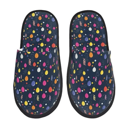 Balery Colored Balloons Slient Indoor Furry Fleece Comfort House Shoes Soft Non-Slip Home Shoes Cotton slippers House Slippers-- Large