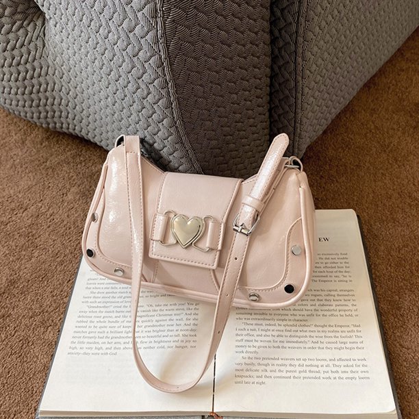 Bolso Hobo elegante de cuero PU con correa ajustable para mujer Y2K Messenger Bag (rosa)