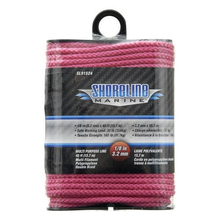 Shoreline Marine Double Braided MFP Multi-Purpose Line  1/8 in x 45 ft  Pink