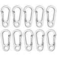 thumbnail image 4 of Viveous 10pcs Spring Snap Hooks D Shaped Flat Buckle Carabiner Clips Climbing Buckles Rope Connectors Keychain Clip Key Ring for Fishing Hiking Silver, 4 of 10
