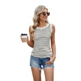 thumbnail image 2 of Womens Sleeveless Ribbed Tank Tops 2025 Summer Round Neck Slim Fit Top Casual T Shirts Clothes White XL, 2 of 9