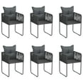 thumbnail image 1 of vidaXL Outdoor Chairs 6 pcs with Pillows Poly Rattan Black, 1 of 4