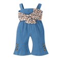 thumbnail image 1 of Combinaison Décontractée pour Bébé Fille Motif Imprimé Léopard Col Carré Sans Manches Rose/ Bleu, 1 of 7