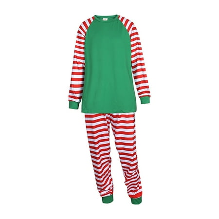 

ERTUTUYI Christmas Women Mom Xmas Pajamas Long Sleeve Striped Patchwork Blouse Tops Pajamas PJ s Print Pants Family Matching Sleepwear Clothes Outfit Green M