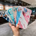 thumbnail image 6 of Compatible with iPhone 14 Pro Max Case, Glitter Silver Marble Stylish Hard Back Cover, Luxury Shockproof Lens Camera Protection Sparkly Phone Case for iPhone 14 Pro Max for Women- Light Blue, 6 of 12