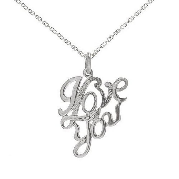 Sterling Silver I Love You Pendant Necklace, 18"