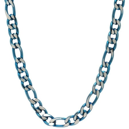 American Steel Men's Stainless Steel Jewelry/Blue IP Ion Plated 30 Two-Tone Figaro Chain Necklace, 7.00mm
