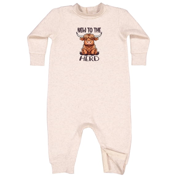 Inktastic New to the Herd Highland Cow Baby Fleece Romper
