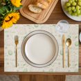 thumbnail image 4 of Sage Green Easter Placemats Set of 4, Spring Vintage Bunny Eggs on Linen Placemats for Dining Table, Place Mats for Kitchen Tabletop, Waterproof Wipeable Dining Table Mats Set, 4 of 9