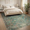 thumbnail image 3 of ODIKA 8'x10' Washable Area Rug Emerald Sage Medallion Distressed Vintage Southwestern Diamond for Living Room, Under Sectional, Family , Durable, Non-Slip, 3 of 7