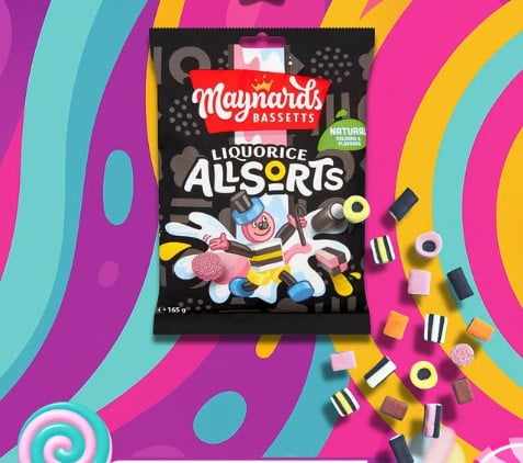 Maynards Bassetts Liquorice Allsorts Sweets Bag (165g x 6)